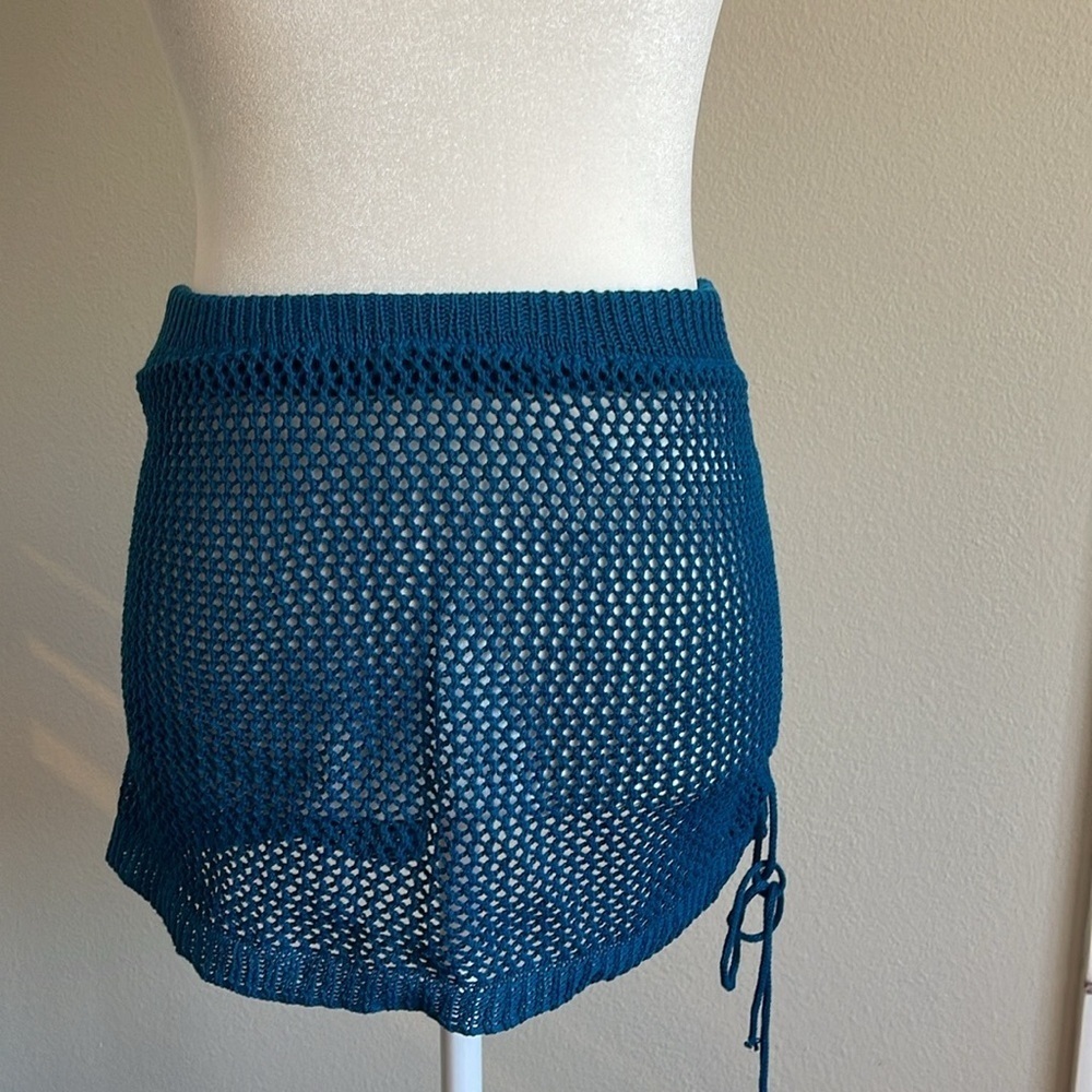 Teal Knit Mini Bikini Cover Up Skirt Size XL